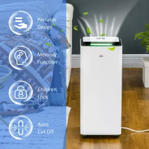 HOMCOM 16L/Day Portable Quiet Air Dehumidifier with Purifier, Timer, 5 Modes