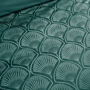 Catherine Lansfield Bedding Art Deco Pearl Embellished Duvet Cover Set with Pillowcases Teal Green