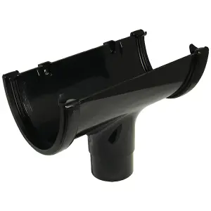 FloPlast Hi-cap Black Half round Running Gutter outlet, (L)142mm (Dia)115mm