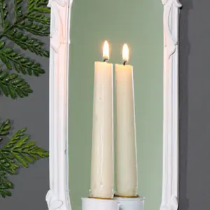 Melody Maison Ornate White Wall Mirror Candle Holder Sconce