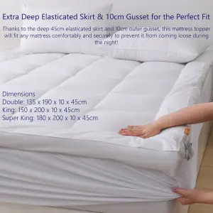 Glamhaus Luxury Mattress Topper Cushioned Cotton Bed Topper Anti Allergy