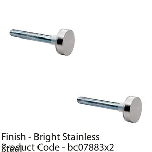 2 PACK - PAIR Bolt Cap Fixing Pack Setfor 25mm D Pull Door Handles Bright Stainless Steel