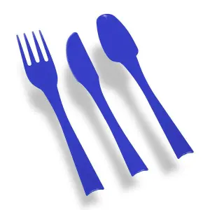 PMS 18Pc Fork & Spoon Plastic Cutlery for Parties, Picnic or Beach, Blue