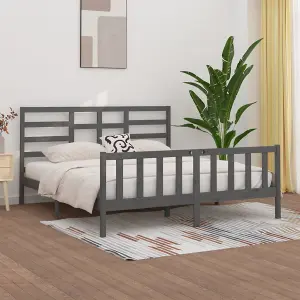 Berkfield Bed Frame Grey Solid Wood Pine 200x200 cm