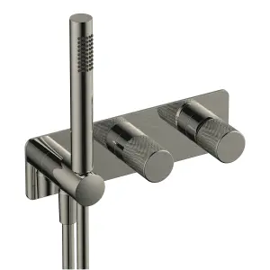 RAK Amalfi Thermostatic Concealed Dual Outlet Shower Valve with Handset - Brushed Nickel