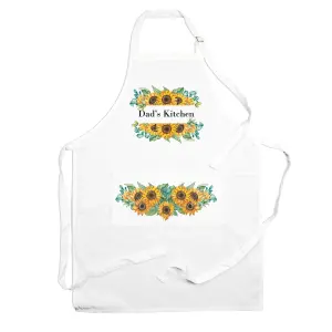 Purely Home Dads Kitchen Apron - Sunflower Cooking & Baking Gift for Dad