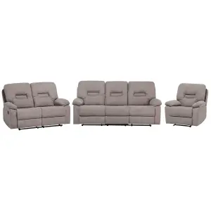 Fabric Manual Recliner Living Room Set Taupe Beige BERGEN