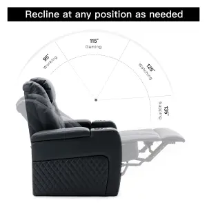 Broadway 3 Seater Electric Recliner Cinema Sofa USB Charging Led Base With Tray (Black)