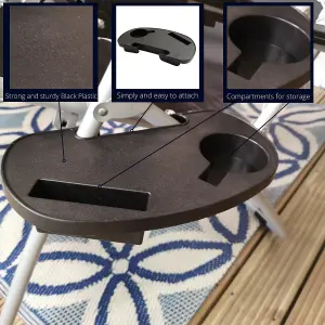 Black Plastic Cupholder Side Tray for Garden Gravity Chairs