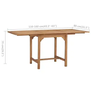 Berkfield Extending Garden Table (110-160)x80x75cm Solid Teak Wood