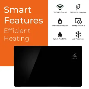 SolAire Vitra Glass Wifi Electric Panel Heater, Wall Mounted / Portable, 500W, White