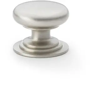 Stepped Round Door Knob - Satin Nickel 38mm Classic Kitchen Cabinet Pull Handle