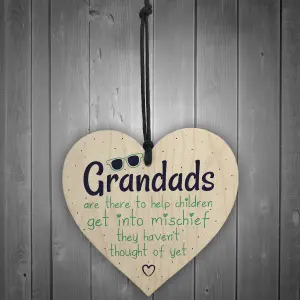 Red Ocean Funny Sign Grandad Birthday Gift Wooden Heart Wall Plaque Fathers Day Gifts From Grandchildren