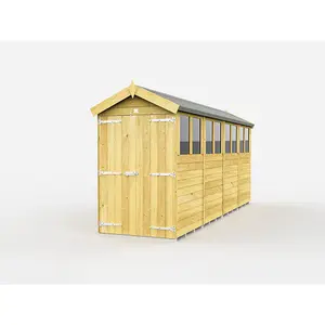 DIY Sheds 4x16 Apex Shed - Double Door With Windows