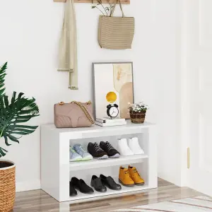 Berkfield Shoe Rack High Gloss White 75x35x45 cm Engineered Wood