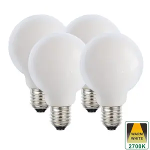 Harper Living 8 Watts G95 E27 LED Bulb Opal Globe Warm White Dimmable, Pack of 4