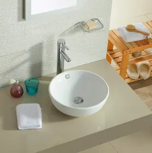 BELOFAY 125x365x365mm Ceramic Cloakroom Basin, Modern Design Gloss White Countertop Sink with TAP, Bottle Trap & Pop-up Waste