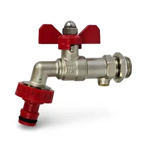 Warmer System 1/2 inch Butterfly Handle Outside Garden Tap with Check Valve & Hose Connector