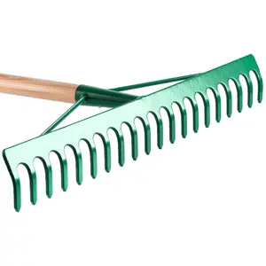 Garden Rake, Steel Hardened Heavy-Duty Rake with Handle for Hay, Leaves, Lawn, Ideal Gardening Tool (20 Tines - 54 cm / 21 in)