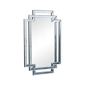 Melody Maison Grey Glass Art Deco Rectangle Wall Mirror - 80cm x 50cm