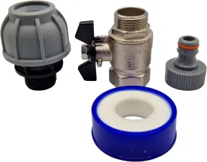 Click-Lock Butterfly Valve Connection Kit -Universal Click-Lock Connection (25mm MDPE) with PTFE Tape Roll