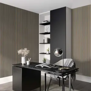 Wall Panel Wood Slat Oak Decorative Wooden Wall Panelling 3D Slatted Acoustic Sound Absorbing Ceiling or Wall Slats 240 x 60 cm