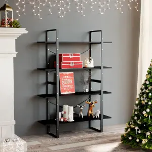 Berkfield 4-Tier Book Cabinet Black 100x30x140 cm Engineered Wood