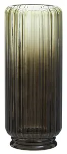 Interiors by Premier Contemporary Design Large Grey Ribbed Glass Vase, Robust Pottery Vase, Durable Glass Vase For Flowers