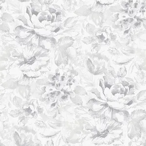 Galerie Nordic Elements Silver Large Floral Bunches Wallpaper Roll