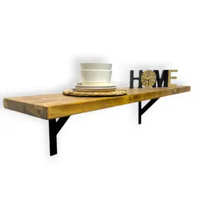 Rustic Breakfast Bar Wall Mounted Industrial 30cm Solid Wood BT01 (Rustic Pine, 80cm (0.8m)