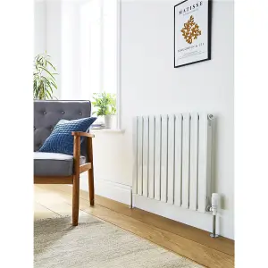 600mm (H) x 770mm (W) - White Horizontal Radiator (Berlin) - SINGLE Panel - (0.6m x 0.77m) - Depth 52mm