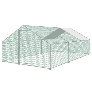 KCT Large Walk-In Chicken Run / Duck Pen - 6 x 3m  - Outdoor Garden Pet/Dog Enclosure Kennel Hen Coop - Galvanised