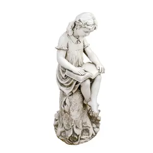 MARY Reading Girl 89cm Antique Stone Effect