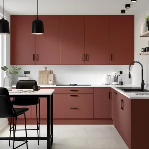 Premium Kitchens Ethos Matt red Modern Highline Cabinet door (W)600mm (H)715mm (T)18mm