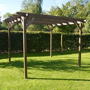 Garden Pergola - Wood - L420 x W420 x H270 cm - Rustic Brown