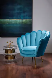 Interiors by Premier Ovala Blue Scalloped Chair