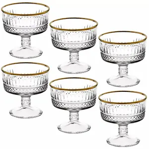 Queensway Home & Dining 10cm Diameter 6 Pcs Glass Dessert Bowls Ice Cream Fruit Cocktail Pudding Footed Dessert Cups