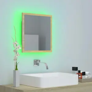 Berkfield LED Bathroom Mirror Sonoma Oak 40x8.5x37 cm Engineered Wood