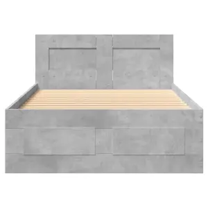 Berkfield Bed Frame with Headboard without Mattress Concrete Grey 90x190 cm Single