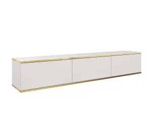 Elegant Oro Floating TV Cabinet H300mm W1750mm D320mm in White - Bright and Modern Centerpiece