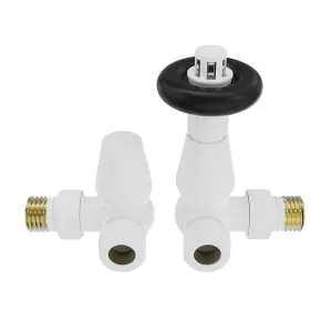 Right Radiators Traditional Thermostatic TRV & Lockshield Corner Radiator Valves White 1/2"x15mm Set