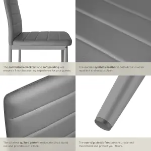 Dining Chairs - high backrest, padded, synthetic leather  - grey