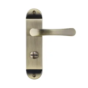 Colours Caspe Antique brass effect Steel Straight Bathroom Door handle (L)112mm, Pair