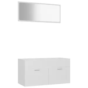 Berkfield 2 Piece Bathroom Furniture Set White Engineered Wood