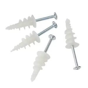 Rawl 12 x plug Nylon Self Drill Plasterboard Plug Fixings for Hollow Stud Walls, White