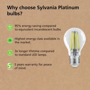 Sylvania Platinum Candle Retro E14 Ultra-Efficient Warm White 2.3W A-Class LED Bulb - 2 Pack