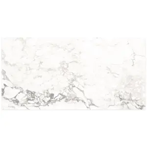 Verona Gloss White Marble Effect Porcelain Wall & Floor Tile - Pack of 160 Tiles, 28m² - (L)600(W)300mm