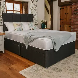 Pearl Orthopaedic Comfort Sprung Divan Bed Set 6FT Super King 4 Drawers  - Naples Slate