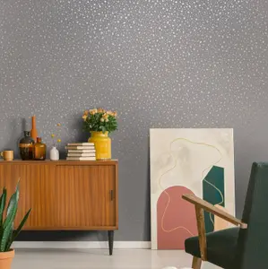 Holden Decor Terrazo Grey / Rose Gold Terrazzo Print Smooth Wallpaper