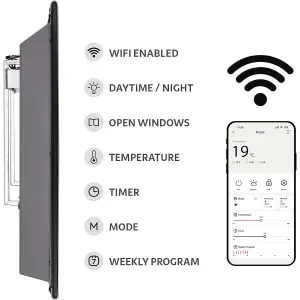 MYLEK Panel Space Heater 1KW Eco Smart WiFi App Radiator Electric Slim Low Energy IPX4 rated